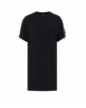 Burberry T-Shirt Dress With Check Trim - Black