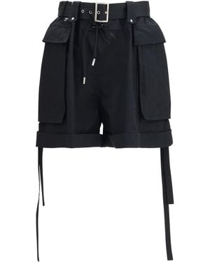 McQueen Cotton Shorts With Belt - Black