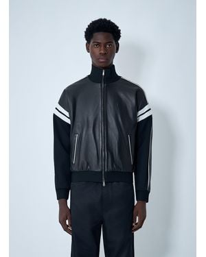 Wales Bonner Leather Logo Motif Bomber Jacket - Blue