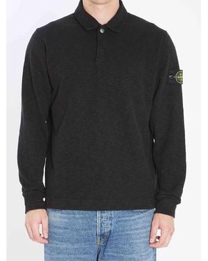 Stone Island Long-Sleeve Polo Shirt - Black