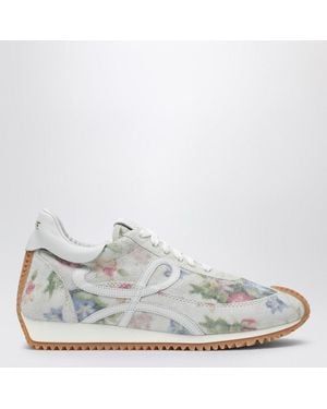 Loewe Floral Suede Flow Runners - White