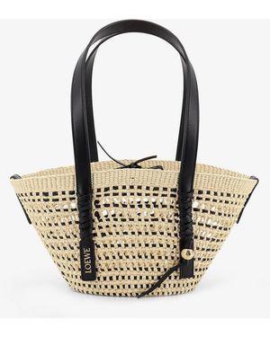 Loewe Paula's Ibiza -Braid Basket Small Iraca Palm Leaf Shoulder Bag - Metallic