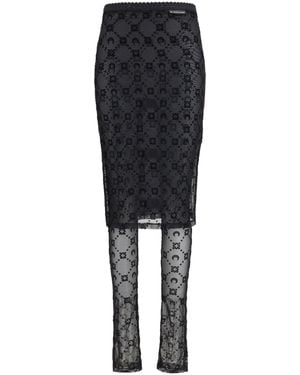 Marine Serre Moonogram Mesh Flock Pant-Skirt - Black