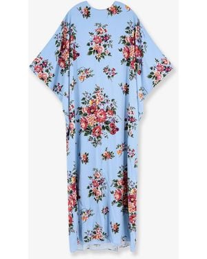 Dolce & Gabbana Dolce & Gabbana Long Charmeuse Dress With Mazzo Di Fiori Print - Blue