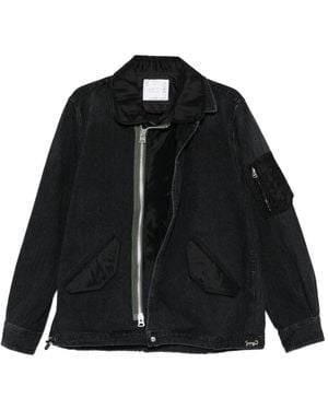 Sacai Denim And Nylon Jacket - Black