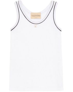 Valentino Logo Cotton Tank Top - White