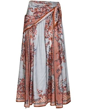 Zimmermann Floral Paisley-Print Silk Habotai Aster Scarf Midi Skirt - White