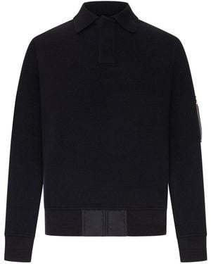 Sacai Knitted Polo Shirt With Zip Detail - Blue