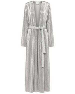 forte_forte Velvet-Effect Pleated Jersey Robe - Gray
