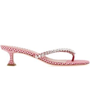AMINA MUADDI Embroidered Fabric Thong Mules - Pink