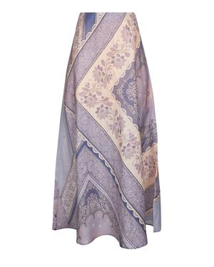 Zimmermann Bandana Print Linen Lucky Long Skirt - Purple