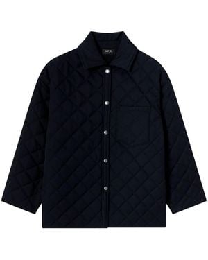 A.P.C. Georges Quilted Wool Jacket - Blue