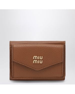 Miu Miu Small Cognac Leather Wallet - Brown