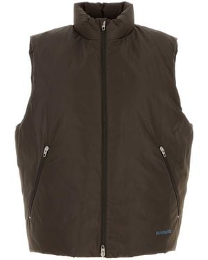 Jil Sander Down Vest 04 W Logo - Brown
