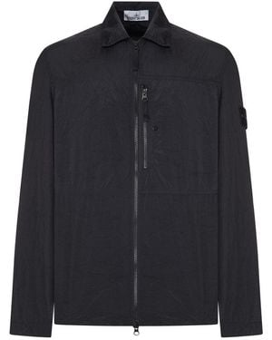 Stone Island Nylon Overshirt With Badge - Black
