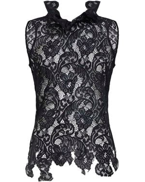 GIUSEPPE DI MORABITO Lace Asymmetric Top - Black