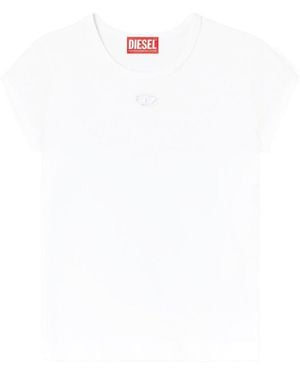 DIESEL T-Angie-Od T-Shirt With Cut-Out Embroidered Logo - White