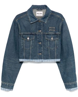 【MiuMiu】ロゴパッチ デニムジャケット☆SALE中 日本未入荷◇miumiu ロゴ刺繍入り デニムジャケット (MiuMiu