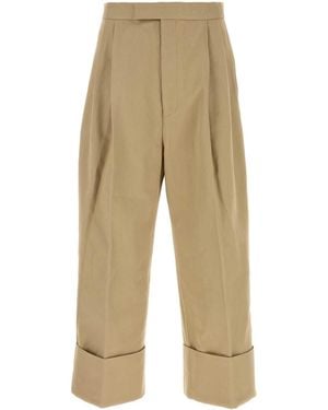 Thom Browne Beige Cotton Wide-leg Pant - Natural