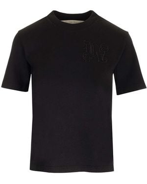 Palm Angels T-Shirt With Monogram - Black