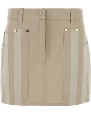 Fendi Beige Drill Mini Skirt - Natural