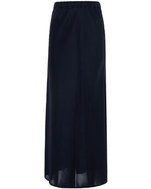 Max Mara 'Sospiro' Skirt With Logo Embroidery On The Front And Elasticated Waist - Blue