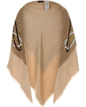 Gucci Printed Twill Cape - Natural