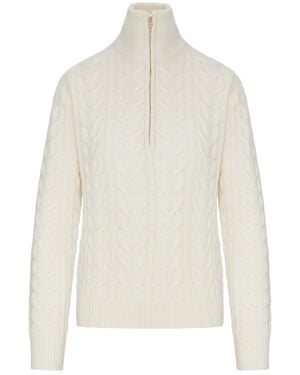 Max Mara Wool Sweater With Cable Knit - White