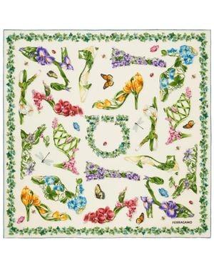 Ferragamo Eden Shoes Silk Foulard - Green