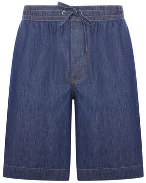 Loewe Lightweight Cotton Chambray Shorts - Blue