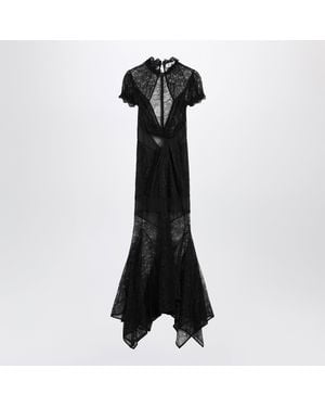 The Attico Semisheer Lace Midi Dress - Black
