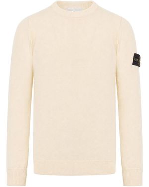 Stone Island Melange Effect Sweater With Compass Logo - Natural