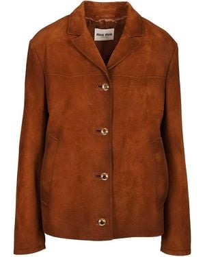 Miu Miu Leather Jackets - Brown