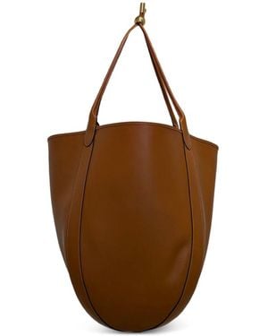 Celine Drop Large Leather Bucket Bag - Brown