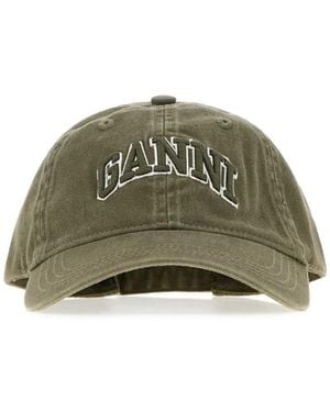 Ganni Cotton Baseball Cap - Green