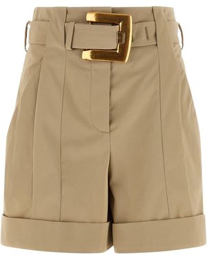 Balmain Anthem Buckle Shorts - Natural