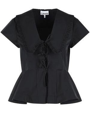Ganni Cotton Poplin Blouse - Black
