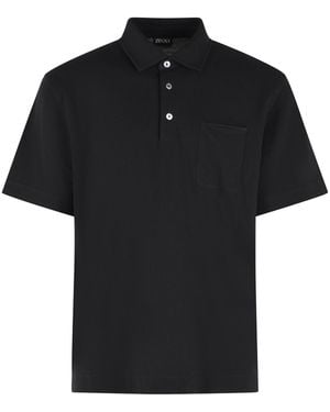 ZEGNA Cotton Polo Shirt - Black