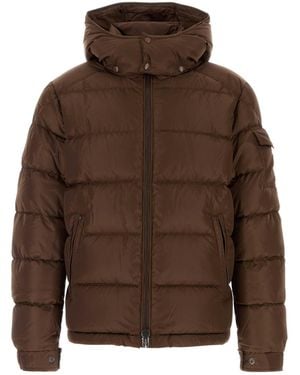 Moncler Chocolate Nylon Maya Down Jacket - Brown