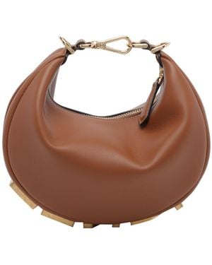 Fendi Mini Graphy Denim Hobo Bag - Brown