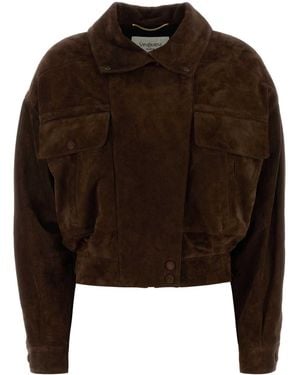 Saint Laurent Chocolate Suede Jacket - Brown