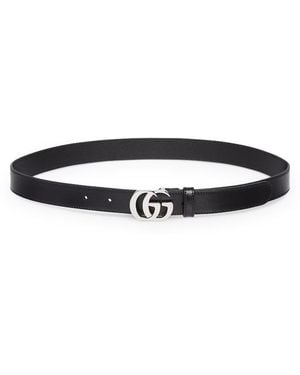 Gucci Gg Marmont Thin Cut Belt - White