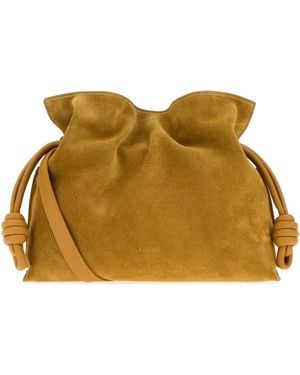 Loewe Ochre Suede Medium Flamenco Clutch - Yellow