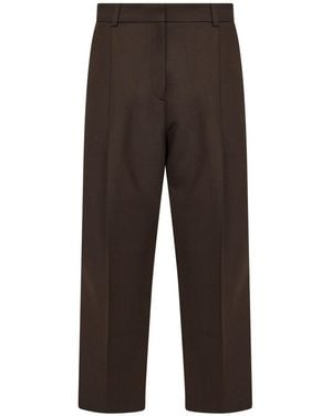 TOTEME Bark Stretch Wool Blend Straight Pants - Brown