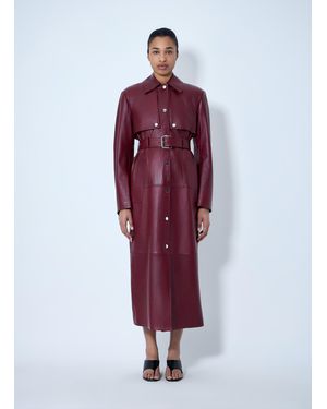 Sportmax Long Leather Coat - Red