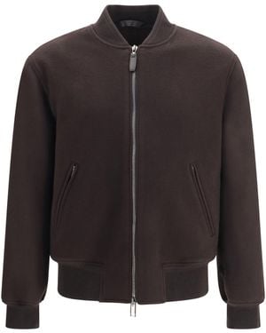 Brioni Wool And Cashmere Zip-Up Bomber Jacket - Black
