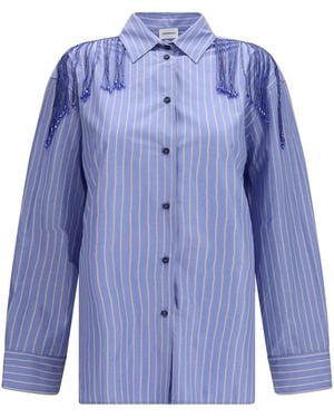 ANDAMANE Miley Fringed Oversized Shirt - Blue