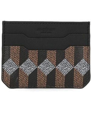 AU DEPART Printed Leather Card Holder - Black