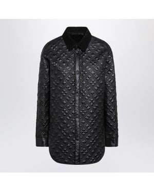 Moncler Padded Overshirt With Corduroy Collar - Black