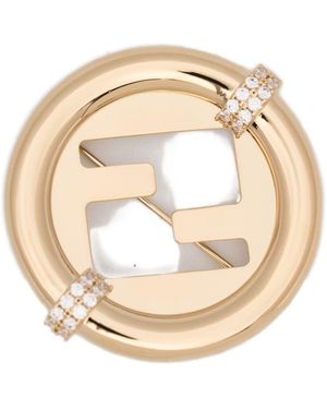 Fendi Ever Round Brooch - Metallic